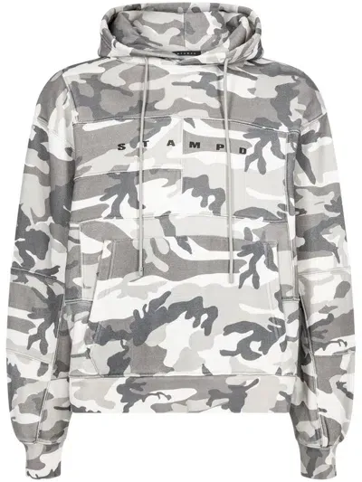 Stampd Camouflage-print Patchwork Hoodie In Nude