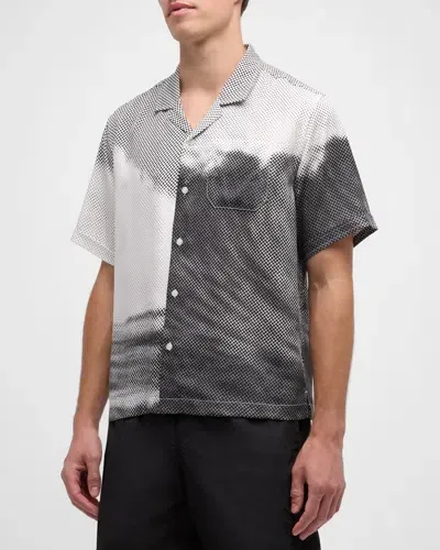 Stampd Men's Dotted Wave Camp Shirt In Black Wave Print