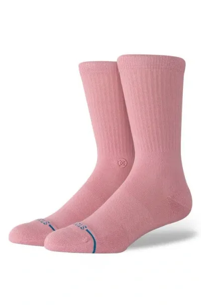 Stance Icon Quarter Crew Socks In Dustyrose