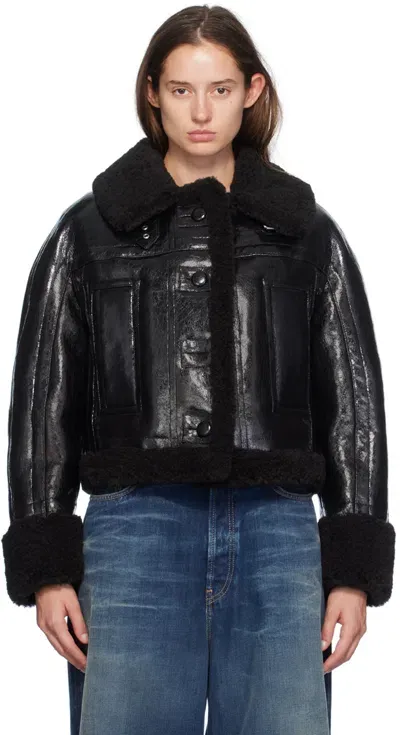 Stand Studio Black Aby Faux-leather Jacket In 89900 Black