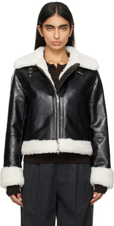 Stand Studio Black & Off-white Lorelle Faux-shearling Jacket In 89100 Black/off Whit