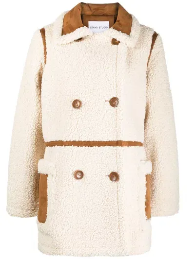 Stand Studio Chloe Faux Fur Coat In White