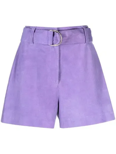 Stand Studio Neon Violet Suede Shorts In Purple