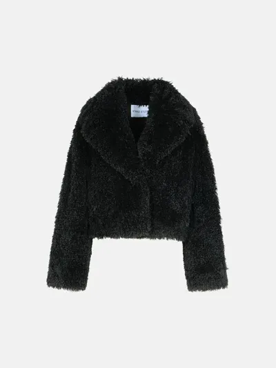 Stand Studio 'samara' Black Polyester Faux Fur Coat