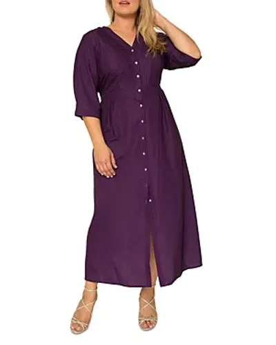 Standards & Practices Maxi Shirt Dress In Deep Purple