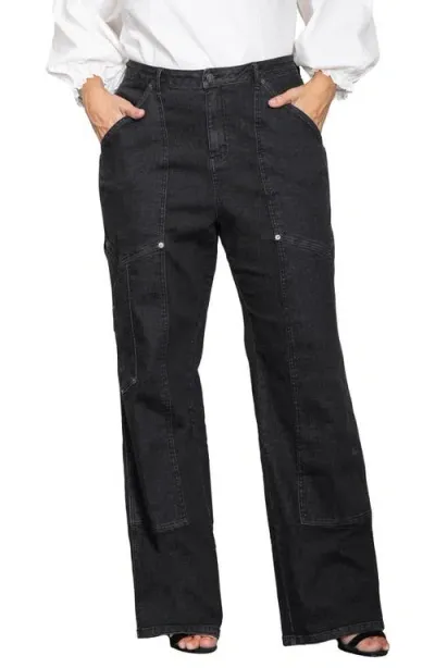 Standards & Practices Plus Super High Workwear Jeans In Rinse Black