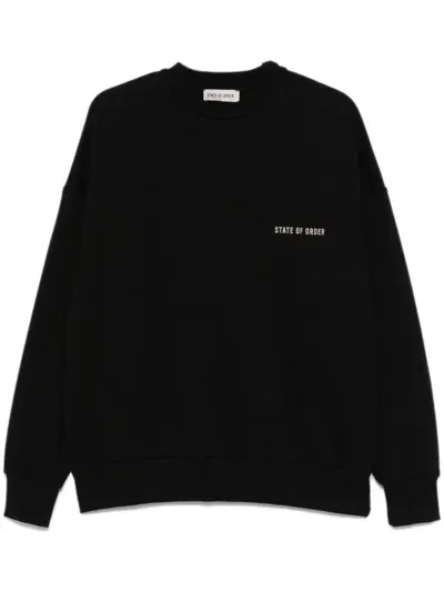 State Of Order Roundneck Embroidered Sweatshirt In Black