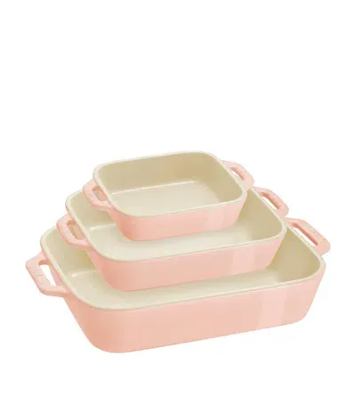 Staub 3-piece Oven Dish Set In Pink