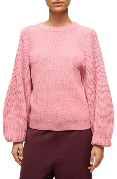 Staud Aura Ribbed Wool-blend Sweater In Damask Pink