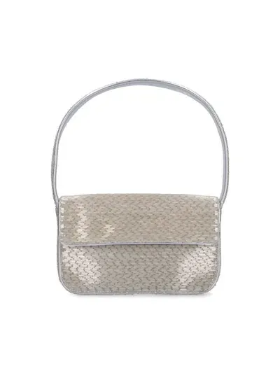 Staud Tommy Beaded Handbag In Silver