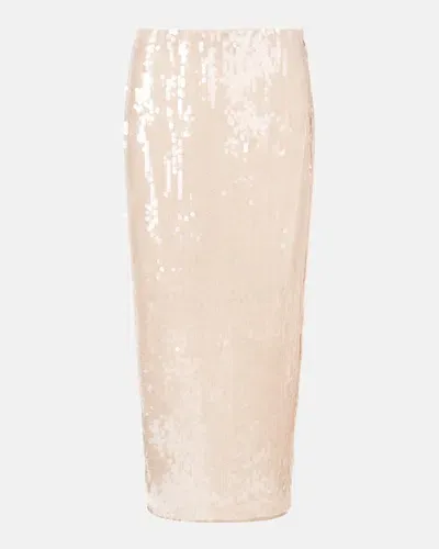 Staud Casey Sequined Midi Skirt In Moon