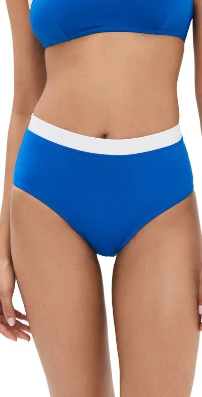 Staud Devon High Rise Bikini Bottoms Sapphire/white