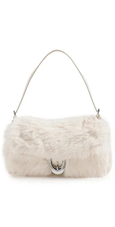 Staud Harlow Faux Fur Shoulder Bag Cream