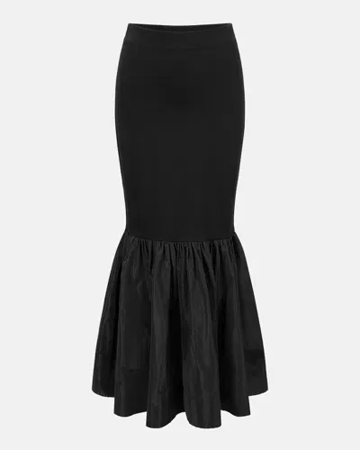 Staud Hawthorne Mermaid-hem Midi Skirt In Black