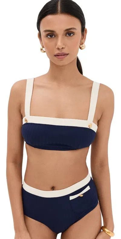 Staud Liv Bikini Top Navy/ivory