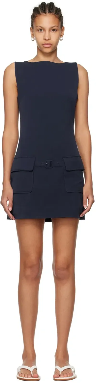 Staud Navy Sheila Minidress In Nvy Navy