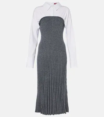 Staud O'keefe Cotton And Wool-blend Maxi Dress In Black