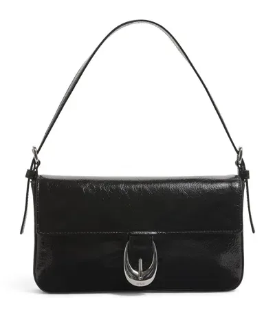 Staud Patent Leather Harlow Shoulder Bag In Black