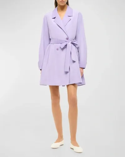 Staud Rina Tie-belt Mini Shirtdress In Lilac