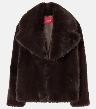 Staud Soprano Faux Fur Jacket In Brown