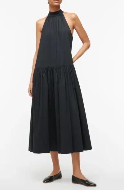 Staud Marlowe Sleeveless Midi Dress In Black