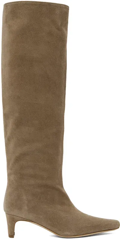 Staud Taupe Wally Suede Tall Boots In Dune Dune