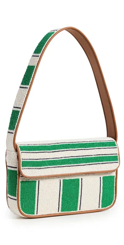 Staud Tommy Beaded Bag Bungalow Stripe