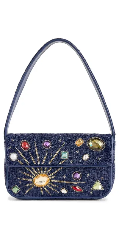 Staud Tommy Beaded Bag Navy Celestial