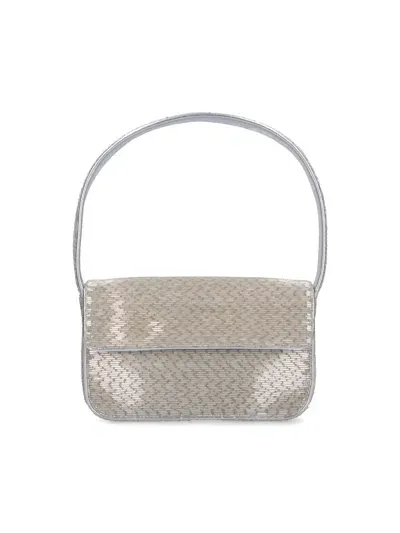 Staud Tommy Beads Shoulder Bag In Silver