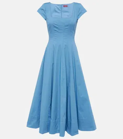 Staud Wells Cotton Midi Dress In Azure