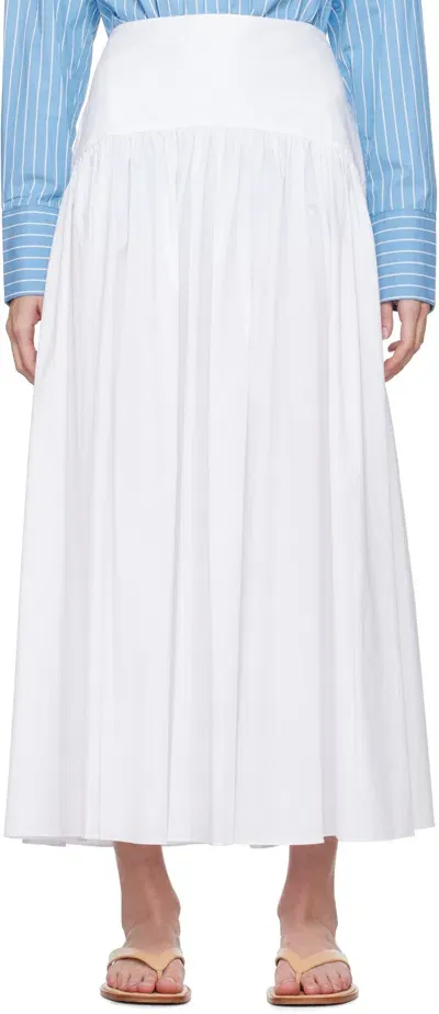 Staud Procida High-rise Cotton Maxi Skirt In Wht White