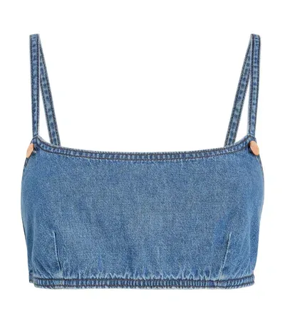 Staud X Wrangler Denim Bra Top In Blue