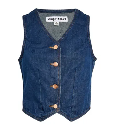 Staud X Wrangler Denim Vest In Blue