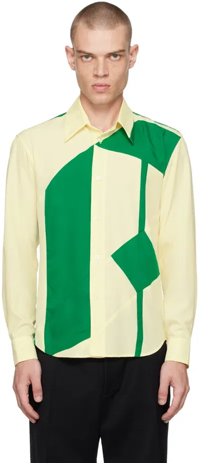 Stefan Cooke Green & Yellow Font Shirt In Cream/green