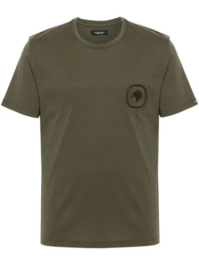 Stefano Ricci Logo-embroidered T-shirt In Green