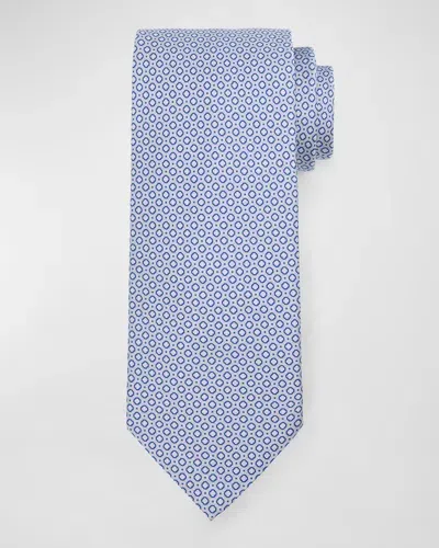 Stefano Ricci Men's Silk Micro-geometric Tie In Blue   Grey