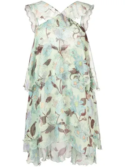 Stella Mccartney Lady Garden Silk Minidress In Multicolore