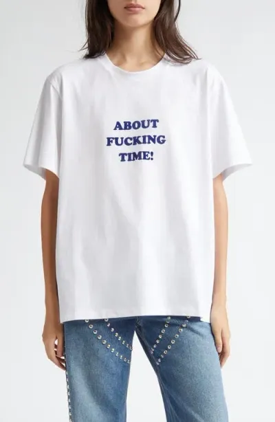 Stella Mccartney About Time Cotton Graphic T-shirt In White/blue