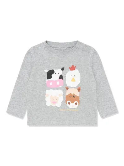 Stella Mccartney Babies' Animal-print T-shirt In Grey