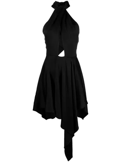 Stella Mccartney Halterneck Asymmetric Midi Dress In Black