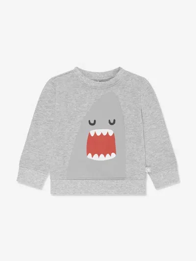 Stella Mccartney Kids' Gray Sweatshirt For Baby Boy With Shark Print In Grey