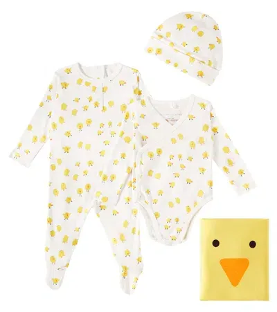 Stella Mccartney Baby Cotton Bodysuit, Blanket, And Hat Set In Multicoloured