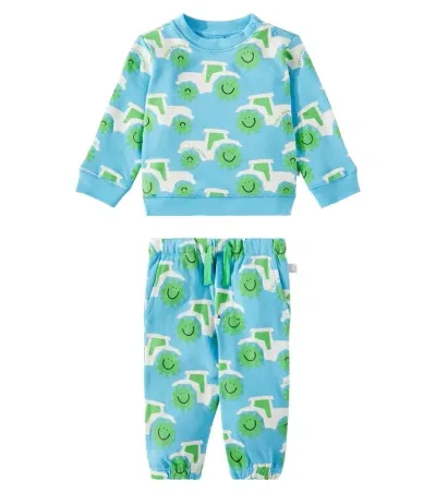 Stella Mccartney Baby Cotton Jersey Sweatshirt And Sweatpants Set In Blue