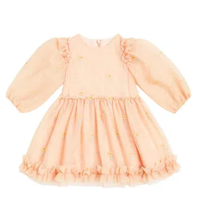 Stella Mccartney Baby Embroidered Tulle Dress In Pink