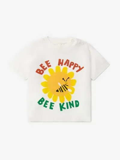 Stella Mccartney Babies'  Kids Boys Ivory Organic Cotton Bee T-shirt In White