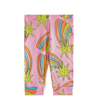 Stella Mccartney Babies'  Kids Girls Pink Cotton Shooting Star Leggings In Multicolor