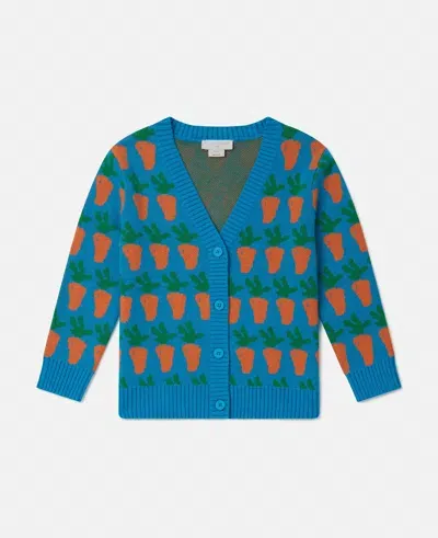 Stella Mccartney Carrot Graphic Knitted Cardigan In Blue