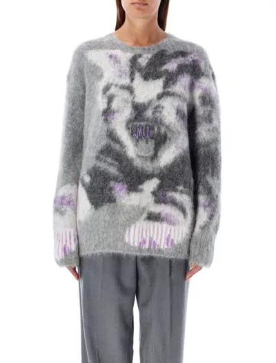 Stella Mccartney Cat Intarsia Sweater In Grau