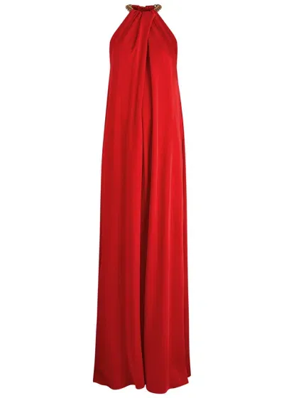 Stella Mccartney Chain-embellished Satin Gown In Grau