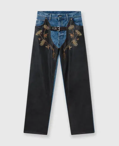 Stella Mccartney Chaps Embroidered Straight-leg Jeans In Blue